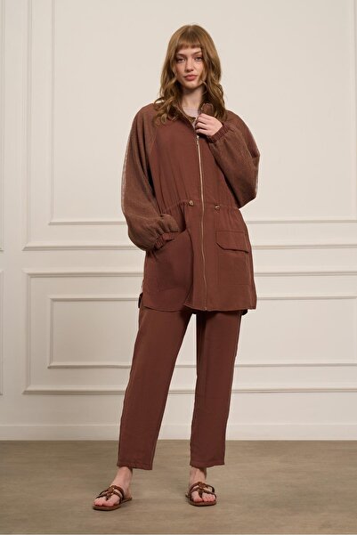 FTZ WOMEN Women's Mesh Detailed Suit Copper 30709