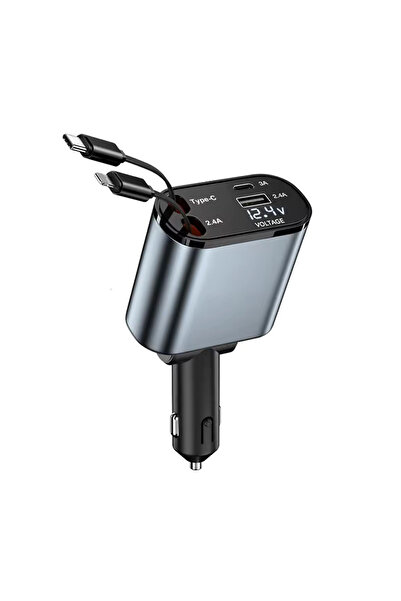 ZUIDID ZR13 - 95W 4 in 1 Voltaj Göstergeli Tüm Telefonlar İçin Hızlı Araba Şarjı Kendinden Kablolu