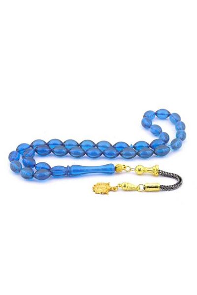 Midyat Gümüş Dünyası Water Blue Men's Powder Amber Prayer Beads