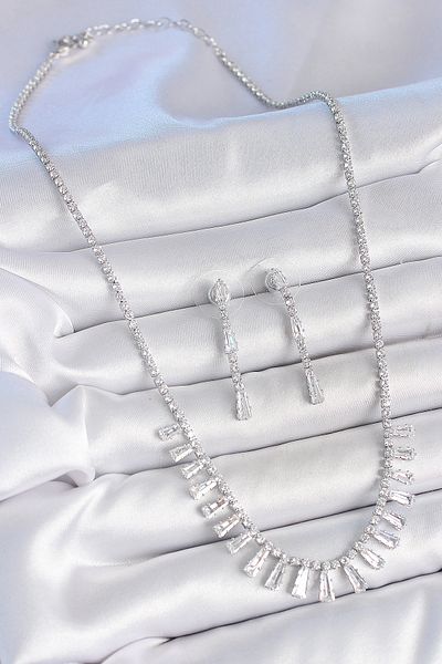 E BULURUM Brass Silver Color Zircon Stone Waterway Model Vip Series Women's Earring Set