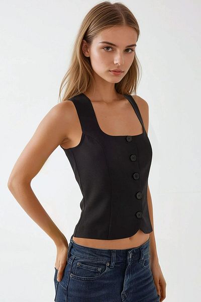 Hiccup Slim Fit Square Neck Vest