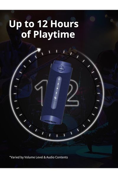Tronsmart مكبر صوت محمول من ترونسمارت T7 بتقنية البلوتوث 5.3، مقاوم للماء IPX7، مزود بإضاءة LED، وبطاقة Micro SD/TF - (أزرق)