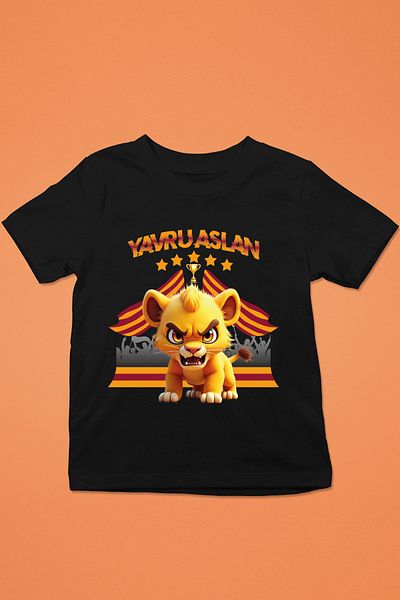 Store Lion Cub Fan -Galatasa -Pattern Printed Children's Black and White Tshirt