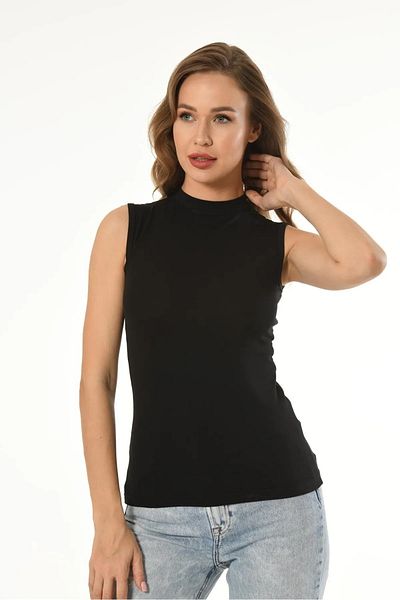 Mfö Life İç Giyim 5 Pieces Women's Lycra Turtleneck Zero Sleeve Badi .Tank Top 1St Quality 95% Cotton 5% Lycra