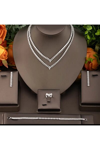 Accessories Zirkon Taşlı Takı Seti ,soz,nisan,mezuniyet Seti
