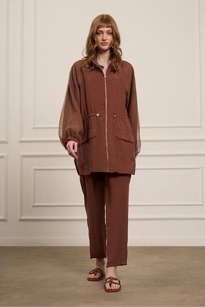 FTZ WOMEN Women's Mesh Detailed Suit Copper 30709