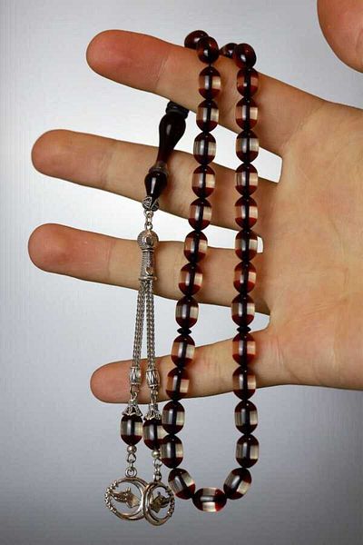 Midyat Gümüş Dünyası Powder Press Amber Prayer Beads