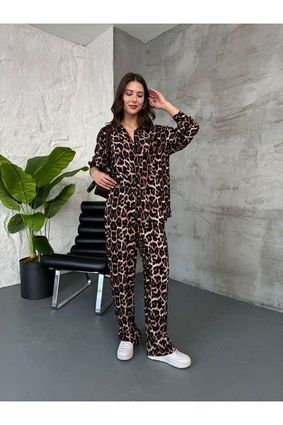 Elif Özbey Butik Σετ παντελόνι Leopard Shirt