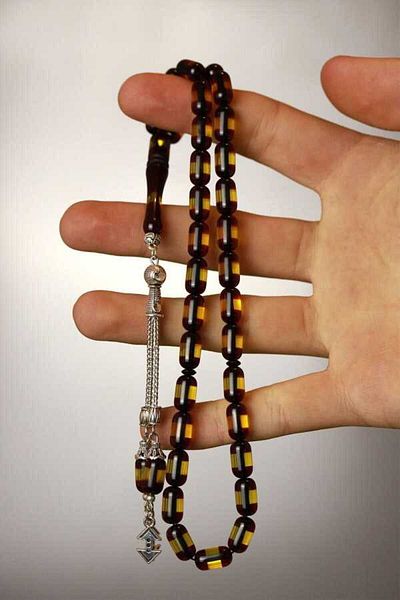 Midyat Gümüş Dünyası Powder Press Amber Prayer Beads
