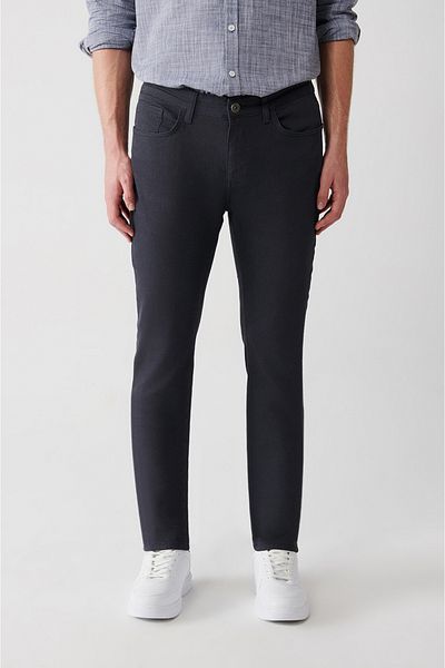 Avva Men's Anthracite 5-Pocket Flexible Canvas Trousers B 003003
