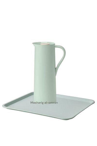 IKEA Light green thermos 1 liter with tray