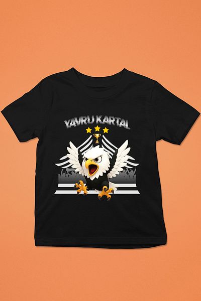 Store Baby Eagle Fan - in the Crib - Pattern Printed Children's Black and White Tshirt