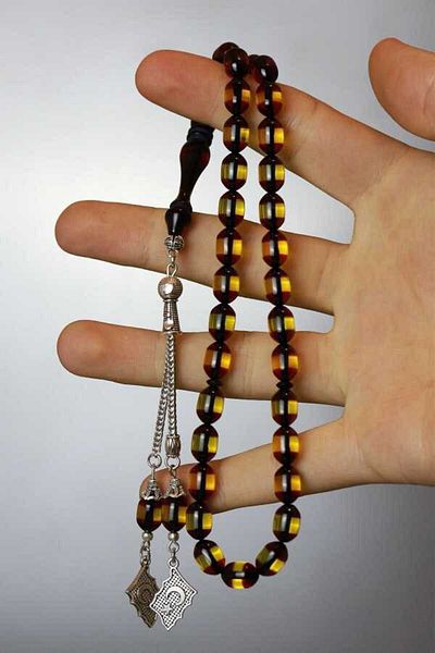 Midyat Gümüş Dünyası Powder Press Amber Prayer Beads