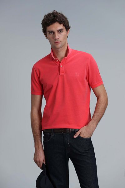 Lufian 111040163 Vernon Smart Polo Neck T-shirt Ανδρικό T-shirt Πορτοκαλί