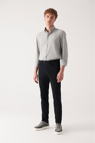 Avva Schwarze Basic-Baumwollhose mit 5 Taschen für Herren E 003054