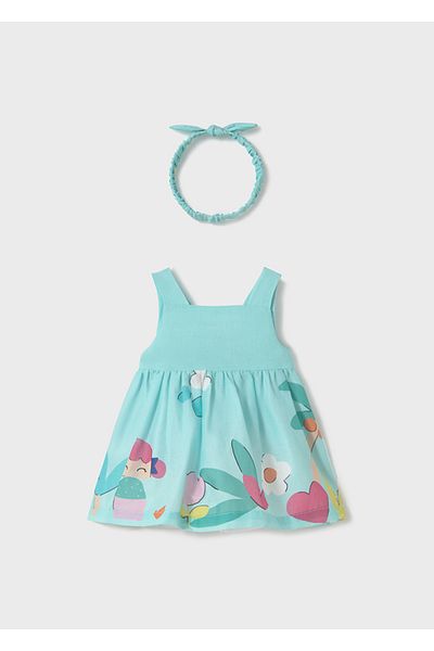 MAYORAL Newborn Girls Printed Dress with Headband