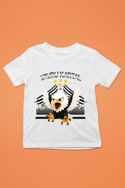 Store تيشيرت الصقر الصغير - في سرير الأطفال - تي شيرت أبيض وأسود للأطفال مطبوع بنمط