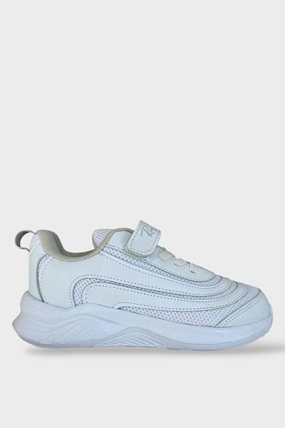 Liger Pantofi sport albi pentru copii - cu șireturi și velcro