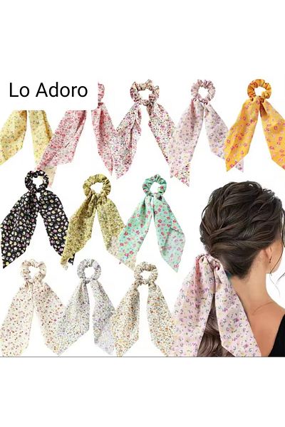 LO ADORO Scarf Floral Rubber Buckle Women's Bun Buckle