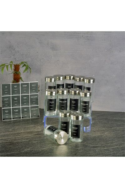 kitchenboost Glass Spice Shaker Set - Set of 12 Salt Shakers Pepper Shakers Spice Shakers 110 Ml.