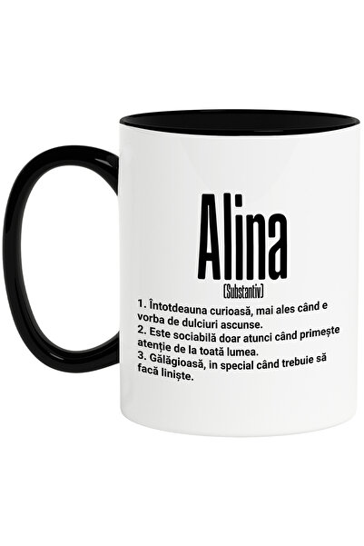 StoryGift Romania Cana Cu Numele Alina, si Mesaj Amuzant, Curioasa, Sociabila...