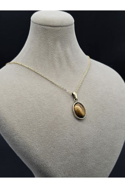 NBS Beautiful Naturel Stones Copper Tiger Eye Necklace Trend Pure Copper (Plated Chain) (Gift, Daily, Special Occasions)