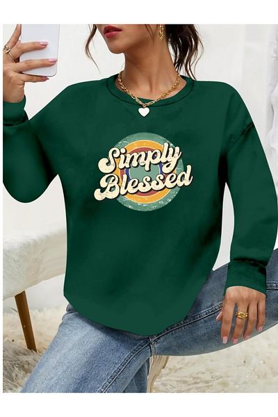 REKA MODA    Women's Long Sleeve Crew Neck Viscose Two Thread Blouse