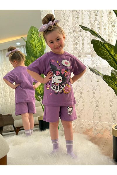babymoon kids Kuromi Printed Bottom Top T-Shirt Shorts Set
