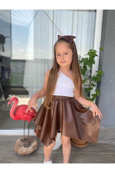 Süslüm Kids Leather Skirt Crop Suit 2025