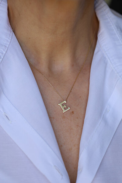 Yenigün Kuyumculuk 14 Ayar Altın E Harfli Kolye 1 cm genişlik