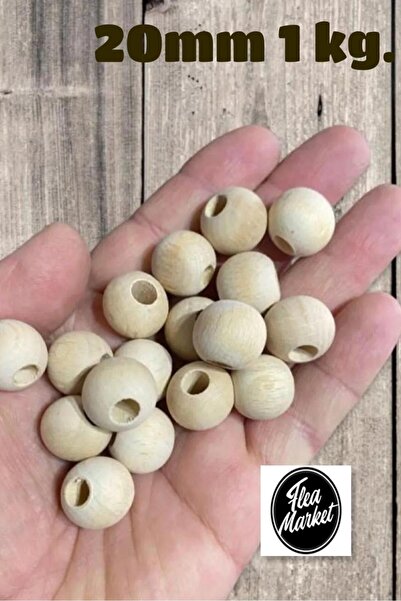 Flea Market Економічний пакет 1 кг 20 мм необроблених дерев'яних намистин -
