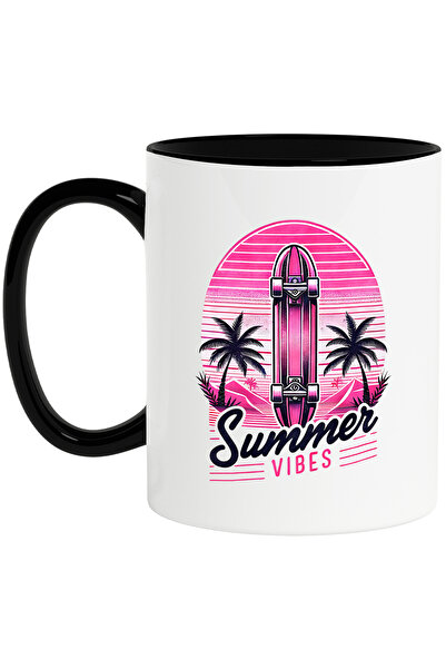 StoryGift Romania Cana cu mesajul "Summer vibes", ilustratie, stil retro, vec...