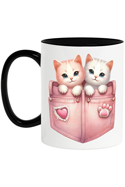 StoryGift Romania Cana cu 2 pisicute care stau in buzunare, ilustratie, aprop...