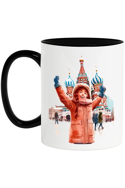 StoryGift Romania Mug with a cheerful face, travel, illustration, church in Saint Petersburg, photo, With ,STG