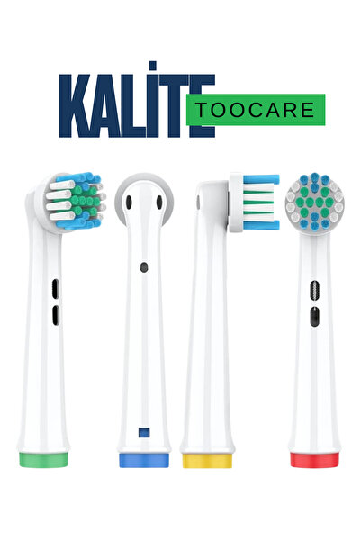 Toocare Oral B Uyumlu , Braun ve Kiwi Uyumlu Soft Kıl Yapısına Sahip 4 Adet Y...