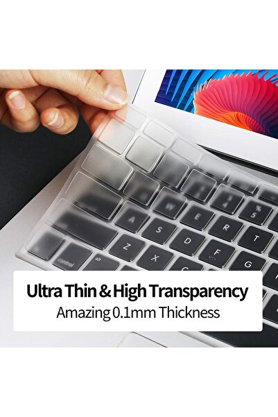 Boldy Laptop Klavye Koruyucu - Su Geçirmez Klavye Silikon - Notebook Klavye Koruyucu Şeffaf Macbook Air 13