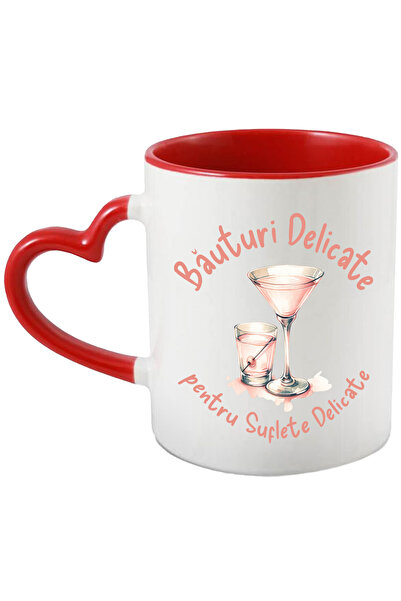 StoryGift Romania Cana Bauturi delicate pentru suflete delicate martini, 330ml, Ceramica cu Maner , Cu Maner Inim