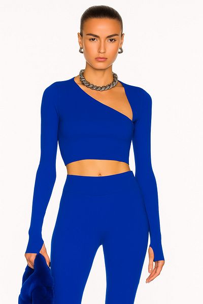 heyy collection Women's Black Long Sleeve Silk Jersey Crop Top