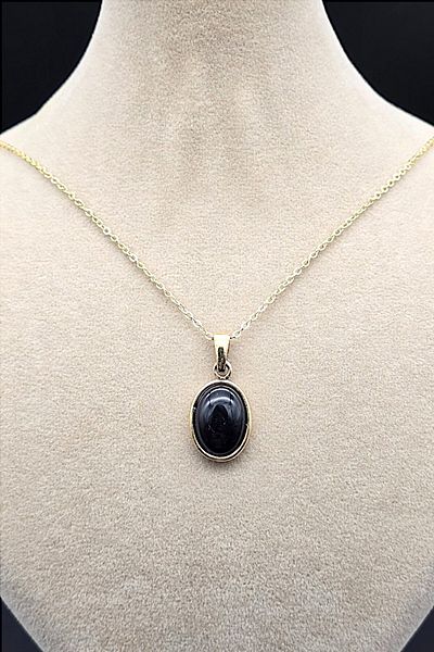 NBS Beautiful Naturel Stones قلادة من العقيق النحاسي والحجر الأسود من النحاس النقي (سلسلة مطلية) (هدية، يومية، مناسبات خاصة)
