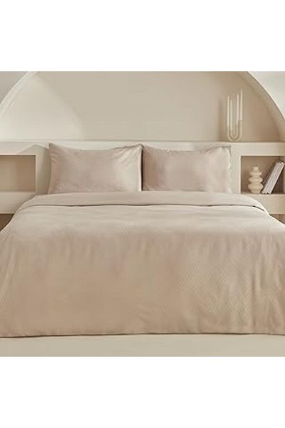 NETWORK ART Karaca home sion%100 cotton jacquard satin double duvet set beige