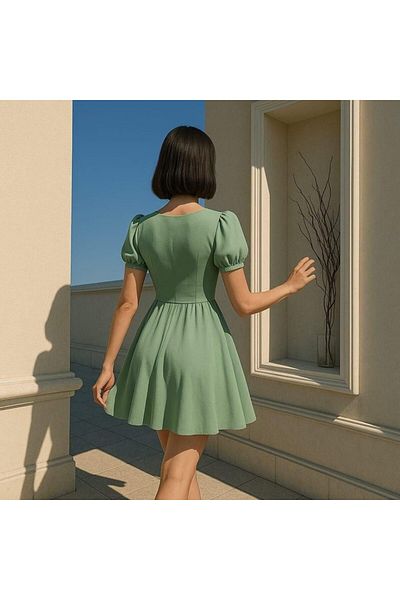 JANES Women's diver fabric heart collar dress