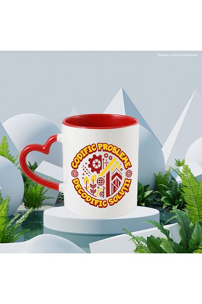 StoryGift Romania Cana Programator Codific probleme, decodific solutii, 330ml, Ceramica cu Maner I, Cu Maner Inim