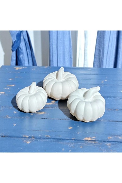 Mavi Dükkan Doğal Ham Seramik 3lü Kabak Seti Boyanabilir Dekoratif Ürün