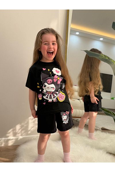 babymoon kids Kuromi Printed Bottom Top T-Shirt Shorts Set