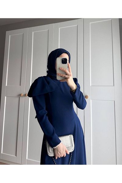 Rabia Ateş Raledy Navy Blue Hijab Dress