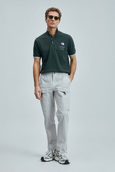 Lufian 111040223 Sandor Smart Polo Neck T-shirt Ανδρικό T-shirt Χακί