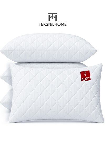 TeksNil Home 4 Pieces Ultrasonic Quilted Zippered Pillow Protector Mattress Cover 50X70 cm