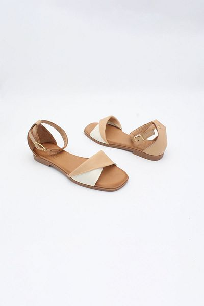 ENDİCAN 246 Rvg-6 Women's Genuine Leather Sandals Beige Vizon