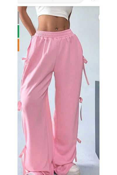 DENİKK Yudoowear, Y2K Ribbon Detail Knitted Pink Sweatpants