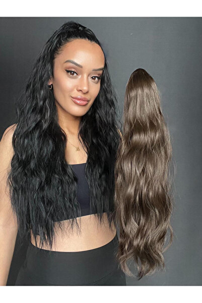 Suzan Peruk Doğal örgü dalgalı Tak ve Çık Tokalı Dalgalı At Kuyruğu - Mini Ma...